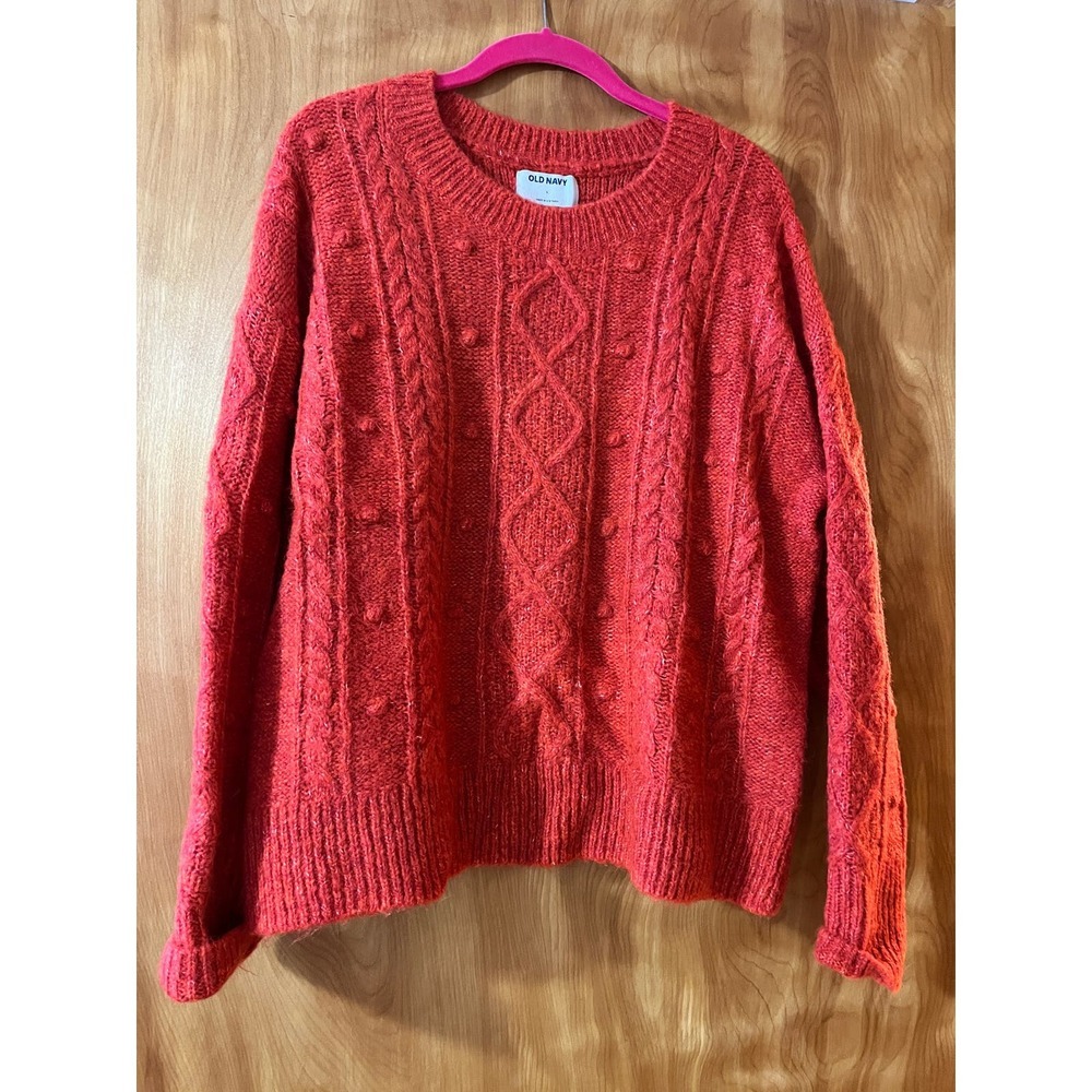 NWOT Old Navy Chunky Cable Knit Popcorn Sweater Red, Large​